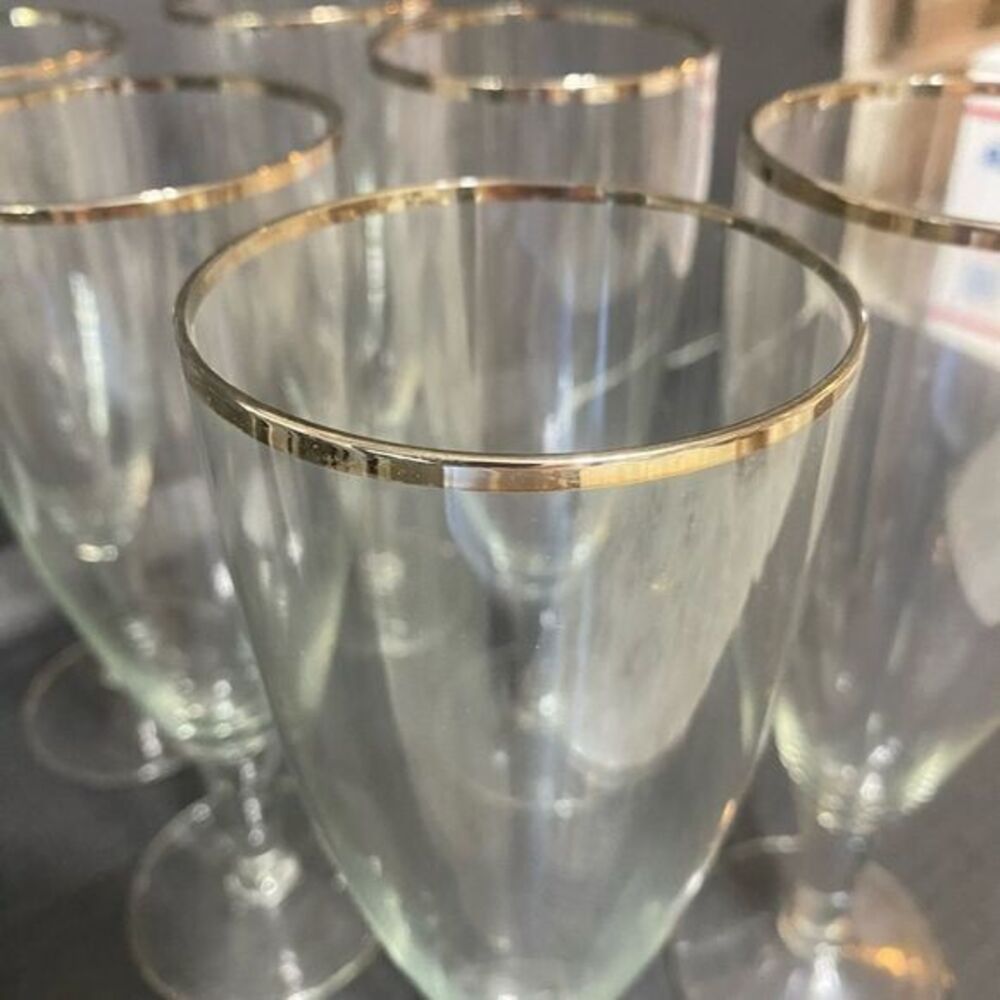 - Set of six silver trimmed 12 oz goblets - Picture 5 of 6